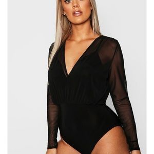 Black mesh Boohoo bodysuit